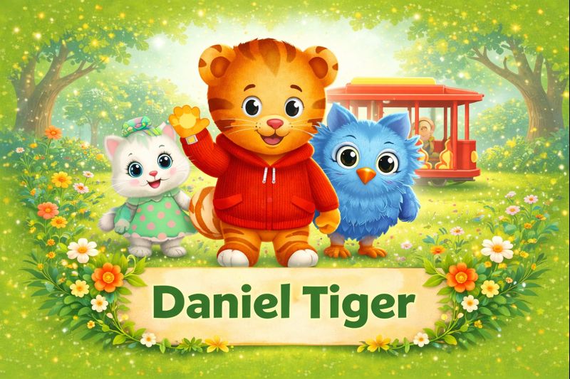 Daniel Tiger, freundlicher kleiner Tiger aus einer englischen Zeichentrickserie