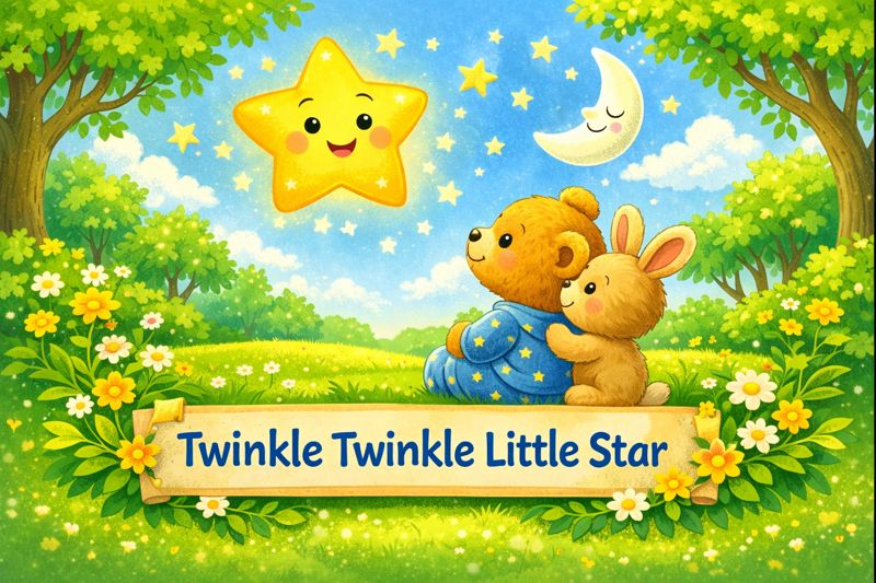 Ruhige englische Kinderlied-Geschichte mit Sternen und sanfter Musik